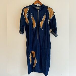 Vintage 80’s Jean Denim Dress Carreli Brand One Size